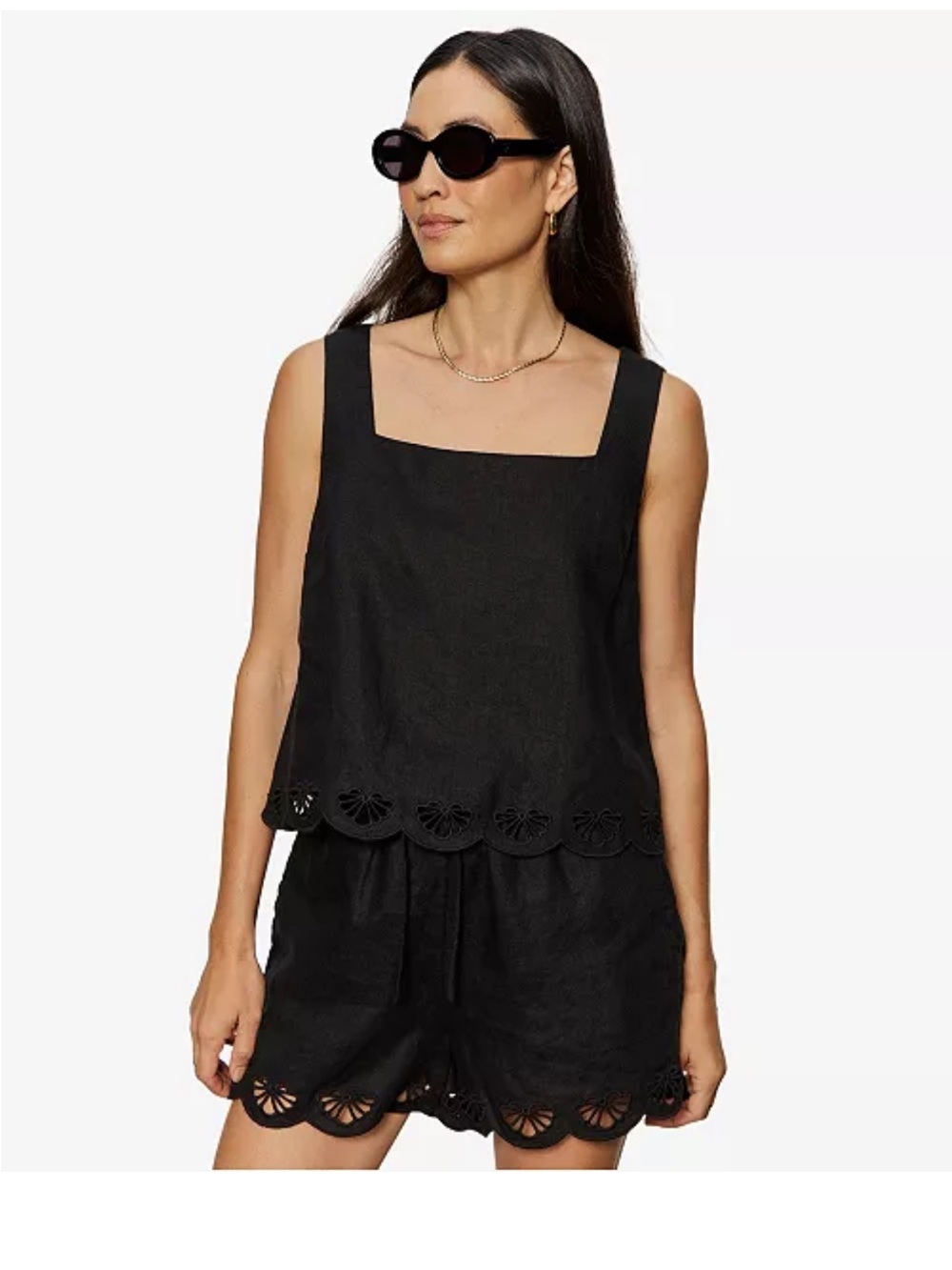 Sanctuary Scallop Hem Sleeveless Almost There Linen Top